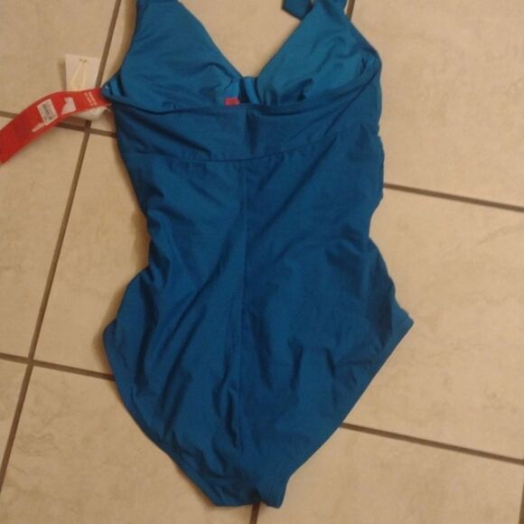 NWT Spanx Shaping Swimsuit One-piece Bayside Blue Halter 12 - Picture 3 of 16